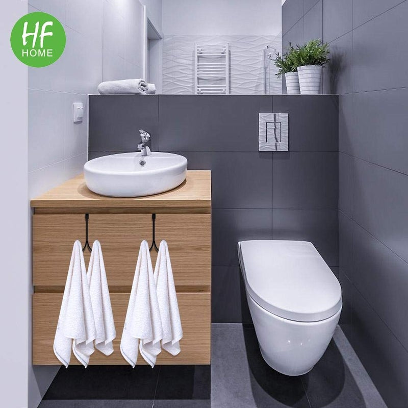 HFHOME 2Packs Over The Door Double Hanger Hooks, Metal Twin Hooks Organizer for Hanging Coats, Hats, Robes, Towels- Black - Image 3